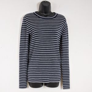 J Crew Wool Navy and Grey Striped Sweater Size M